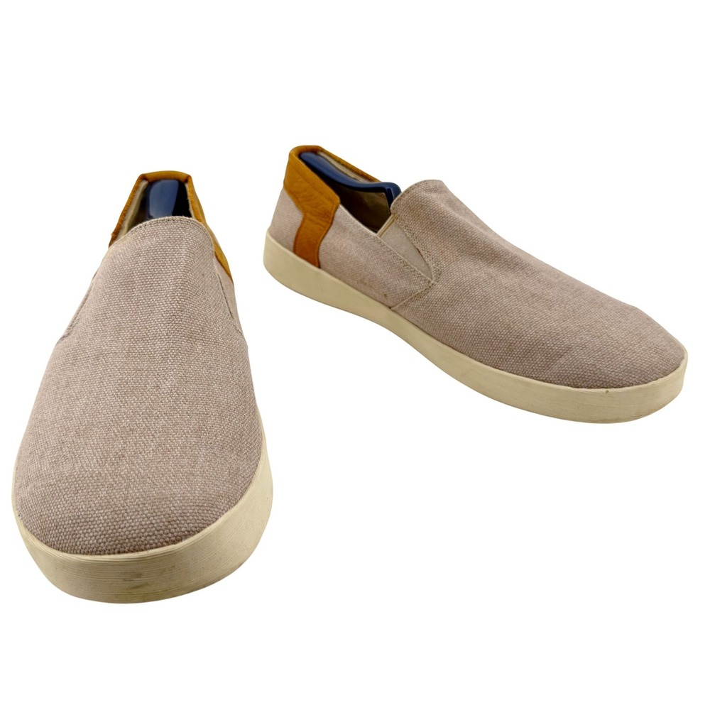 Chaco Davis Revel Slip-On Sneakers Mens 11 Tan Canvas Leather Low Top Shoes